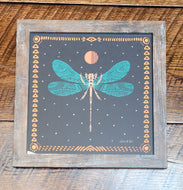 moonlight dragonfly framed print