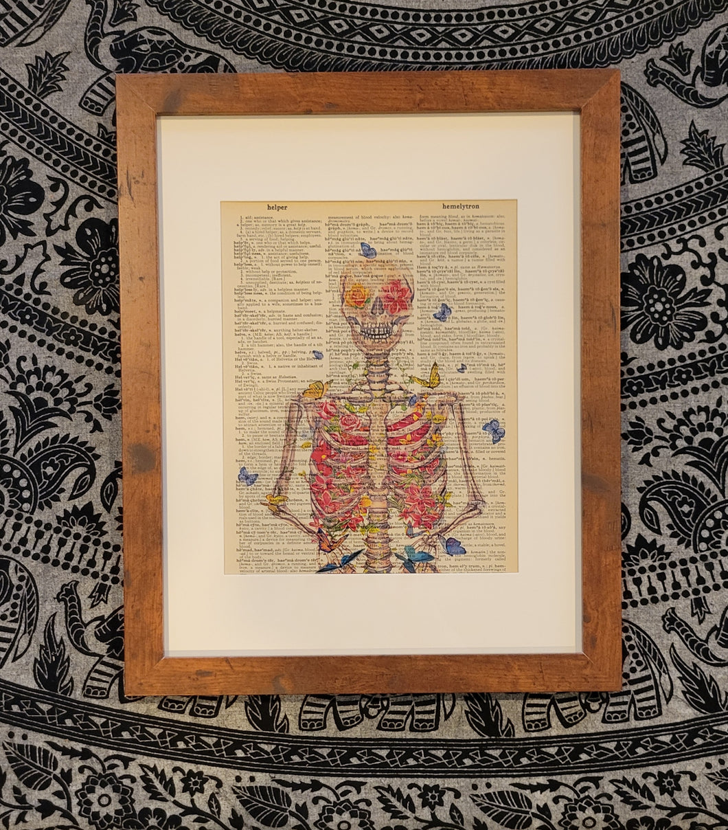 framed skeleton print
